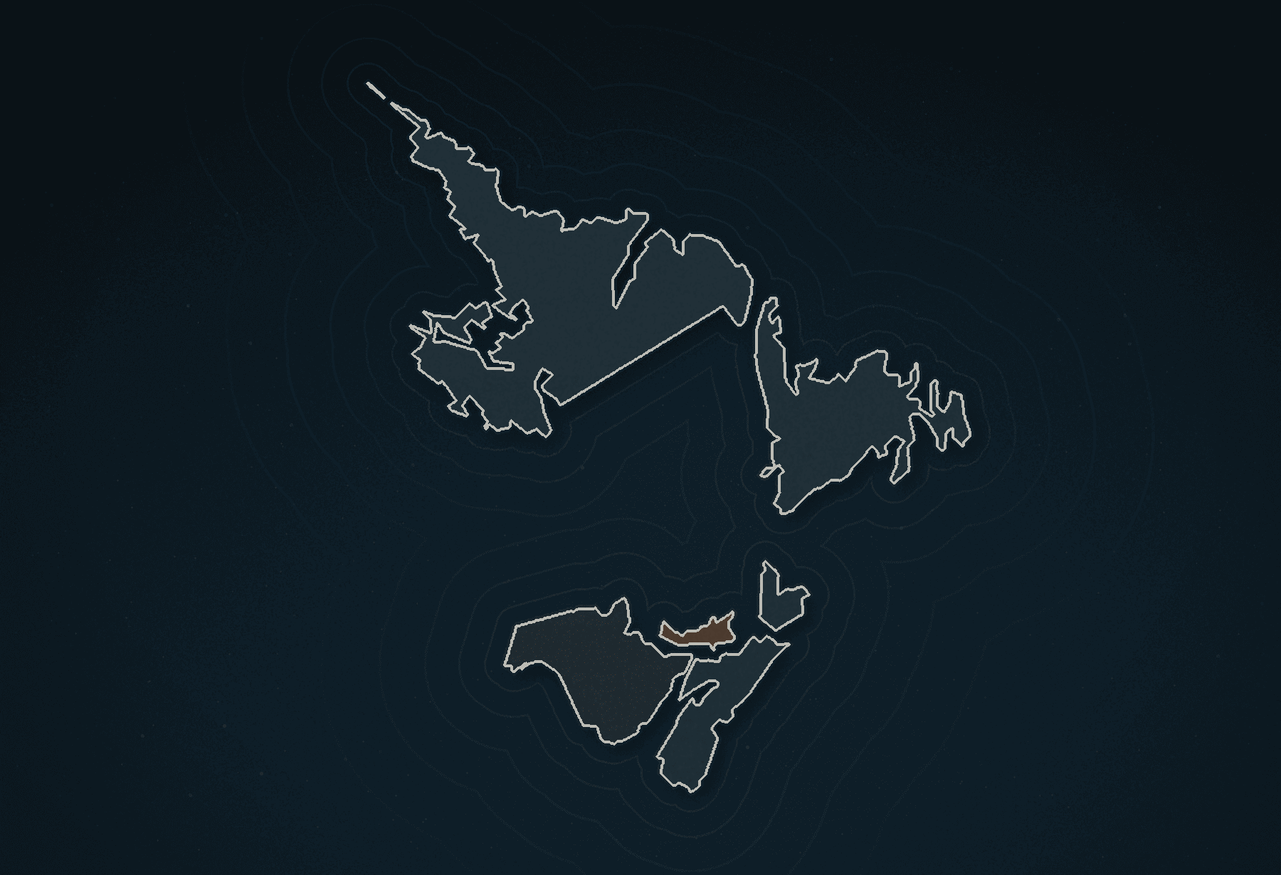 Map showing the four Atlantic provinces — New Brunswick, Nova Scotia, Prince Edward Island and Newfoundland and Labrador.